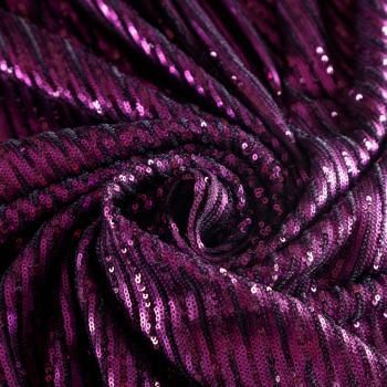 Ткань с пайетками 055-04095 пурпурный однотонный