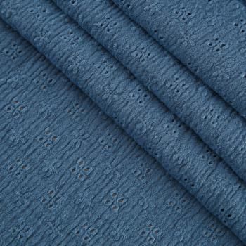 Муслин с вышивкой 071-17601 пыльно-синий 