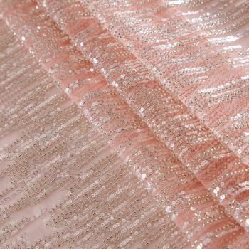 Сетка с бисером и пайетками 050-17615 кораллово-розовый