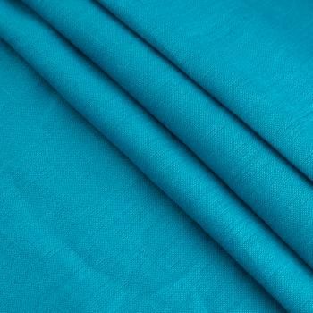 Лен натуральный премиум 035-20363 бирюзовый однотонный