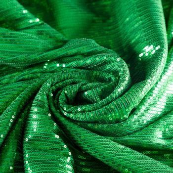 Ткань с пайетками 055-03037 зеленый однотонный