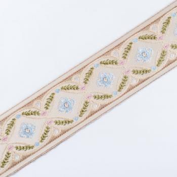 Бордюр велюровый 6 см 0000-357-104-026 бежевый с узором
