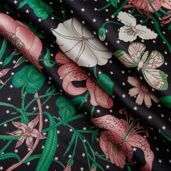 Шелк твил натуральный Gucci 064-19104 черный принтованный