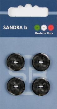 Пуговицы SANDRA 15 мм пластик 4 шт CARD145 черный