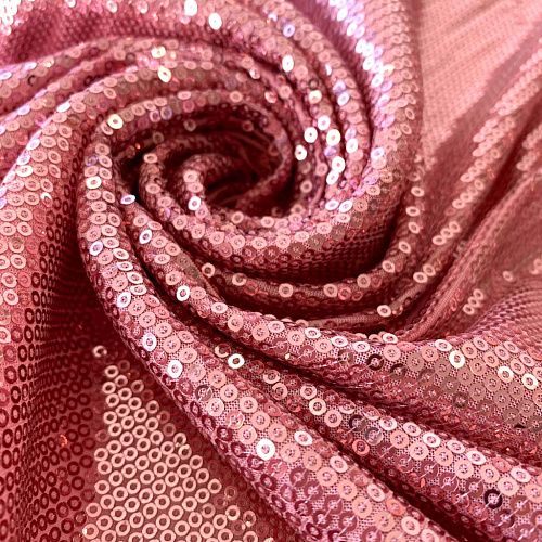 Ткань с пайетками К28-019 розовый однотонный