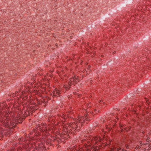 Пайетки на сетке 055-02821 кораллово-розовый однотонный