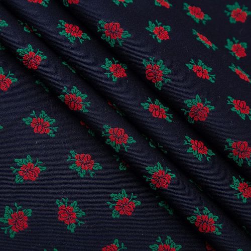 Шерсть костюмная с вышивкой 025-19634 темно-синий