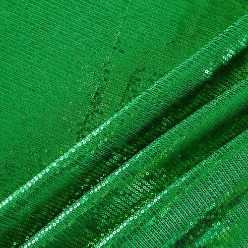 Ткань с пайетками 055-03037 зеленый однотонный