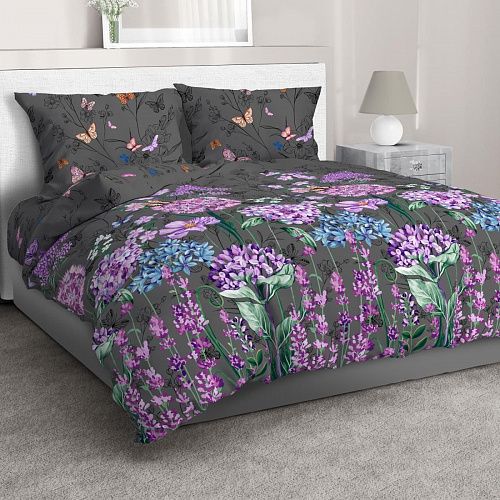 Сатин ш.220 см 007-13906 темно-серый принтованный