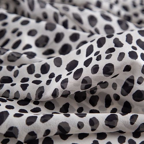 Креп-шифон шелковый 027-20199 молочный принтованный