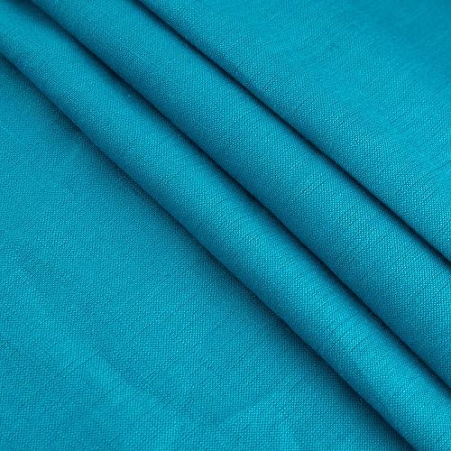 Лен натуральный премиум 035-20363 бирюзовый однотонный