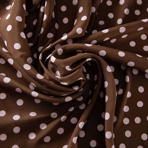 Шелк натуральный стрейч 064-20054 молочный шоколад принтованный