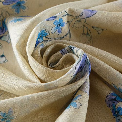 Лен-вискоза 035-13552 светло-фисташковый принтованный