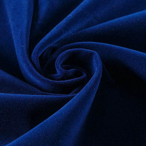 Ткань портьерная негорючая бархат 09-02-13722 темно-синий однотонный