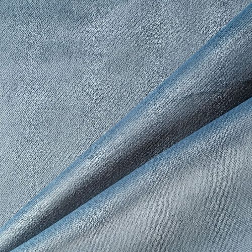Ткань портьерная бархат 529-02-143 серо-голубой однотонный