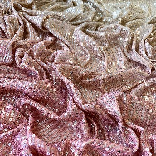 Ткань с пайетками К33-525 золотисто-розовый