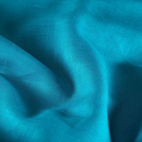 Лен натуральный премиум 035-20363 бирюзовый однотонный
