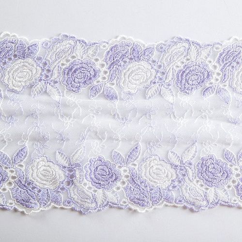 Кружево вышивка на сетке 180 мм Ф01-0010 бело-фиолетовый