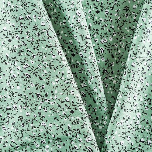 Штапель 069-04035 мятно-зеленый принтованный