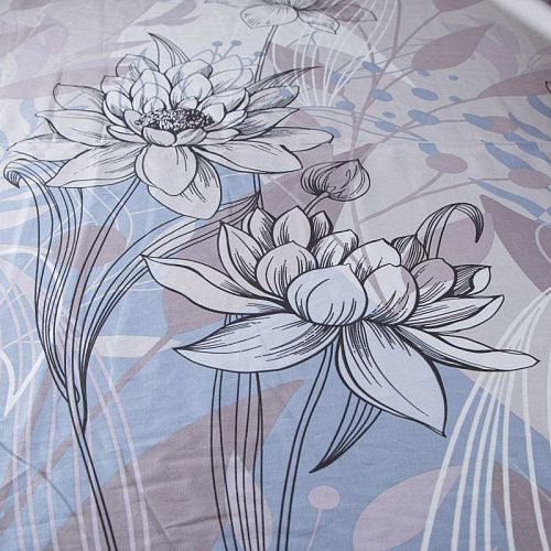 Сатин ш. 220 см 007-13368 бежево-голубой принтованный