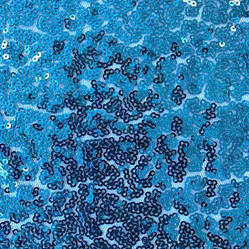 Ткань с пайетками К28-185 ярко-голубой однотонный