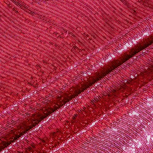 Ткань с пайетками 055-03057 розовато-малиновый однотонный