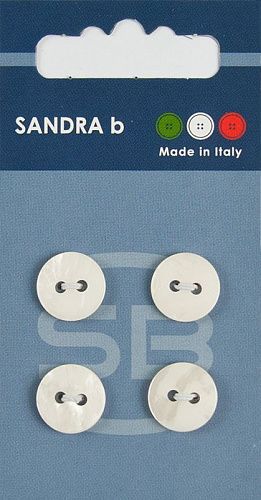 Пуговицы SANDRA 12.5 мм пластик 4 шт CARD009 белый