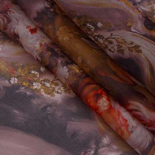 Шифон 068-17462 серый принтованный