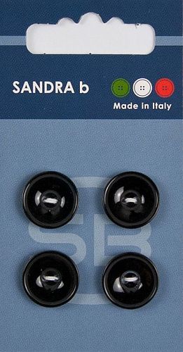 Пуговицы SANDRA 15 мм пластик 4 шт CARD165 черный