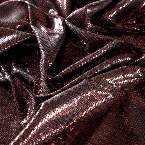 Ткань с пайетками 055-03020 темно-бордовый однотонный