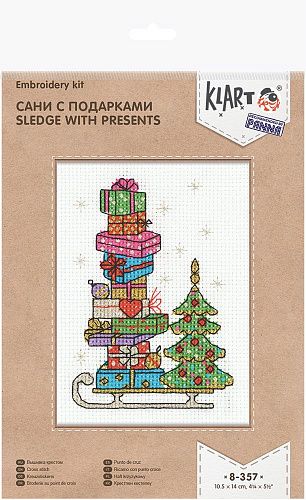 Набор для вышивания Klart 10,5х14 см 8-357 Сани с подарками