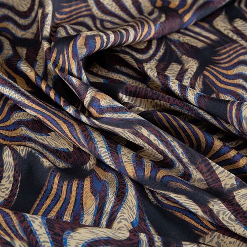 Шелк натуральный 064-20368 черный принтованный