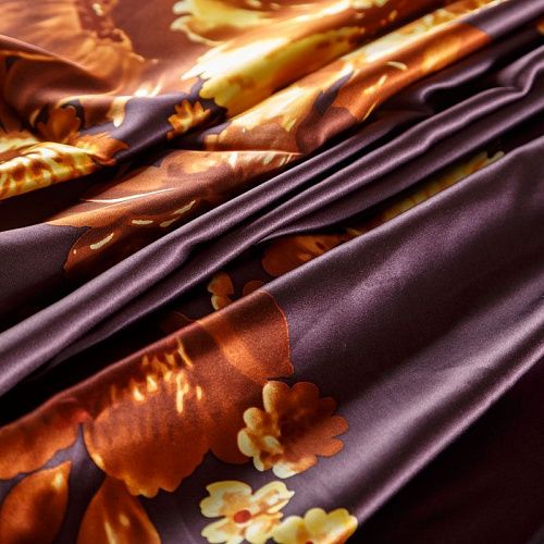 Шелк натуральный К30-240 сливовый принтованный