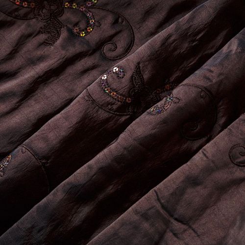 Ткань курточная с вышивкой 033-04177 шоколадный